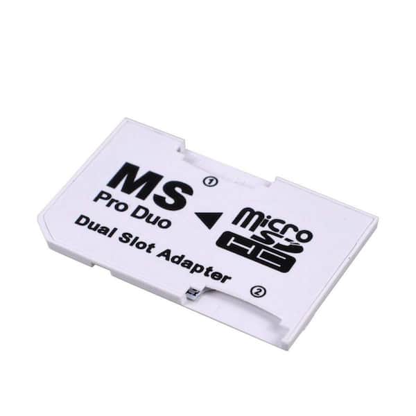 Derivation Mathis kompensere SANOXY Dual Slot MicroSD to MS PRO DUO Adapter for Sony PSP, Converts  2-MicroSD or MicroSDHC Cards, White SNX-MICROSD-PRODUO-W - The Home Depot