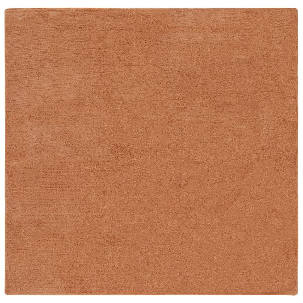 Cozy Gray Square Faux Rabbit Fur 6' Area Rug