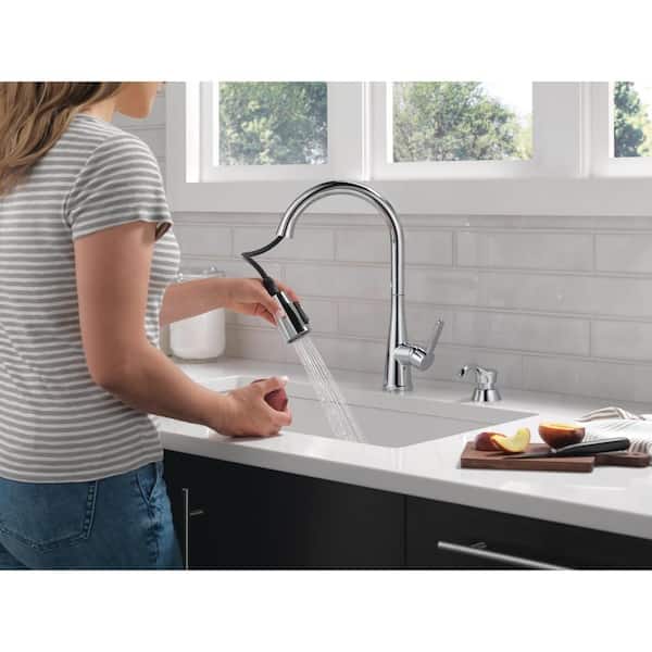 Greydon Single-Handle Pull Down Sprayer Kitchen Faucet with ShieldSpray and Soap Dispenser in Polished Chrome