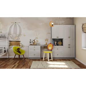 Littleton 125 in. W x 89.5 in. H x 24 in. D Painted Light Gray Shaker Children's Workstation Cabinet Bundle