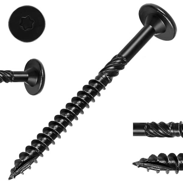 NVNOO 2-7/8 in. Black Heavy Duty Rust Resistant Metal Fence Post Screws for Fencing Corner Wood Lag (50-Pack)