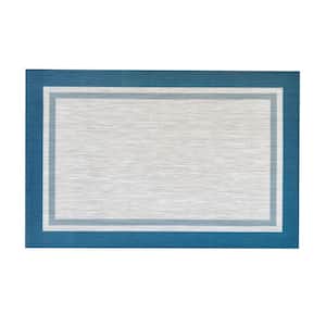 Valden Blue Woven Vinyl Home Kitchen Mat Waterproof Area Rug for Indoor/Outdoor 24 in. x 36 in.