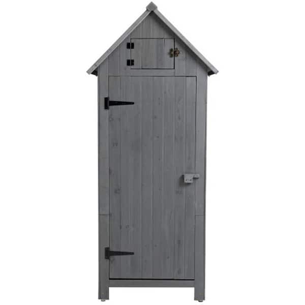30.3 in. L x 21.3 in. W x 70.5 in. H Outdoor Storage Cabinet Tool Shed Wooden Garden Shed, Gray