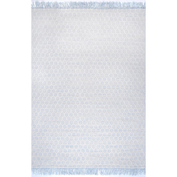 nuLOOM BeeHive Tassel Baby Blue 5 ft. x 8 ft. Indoor Area Rug