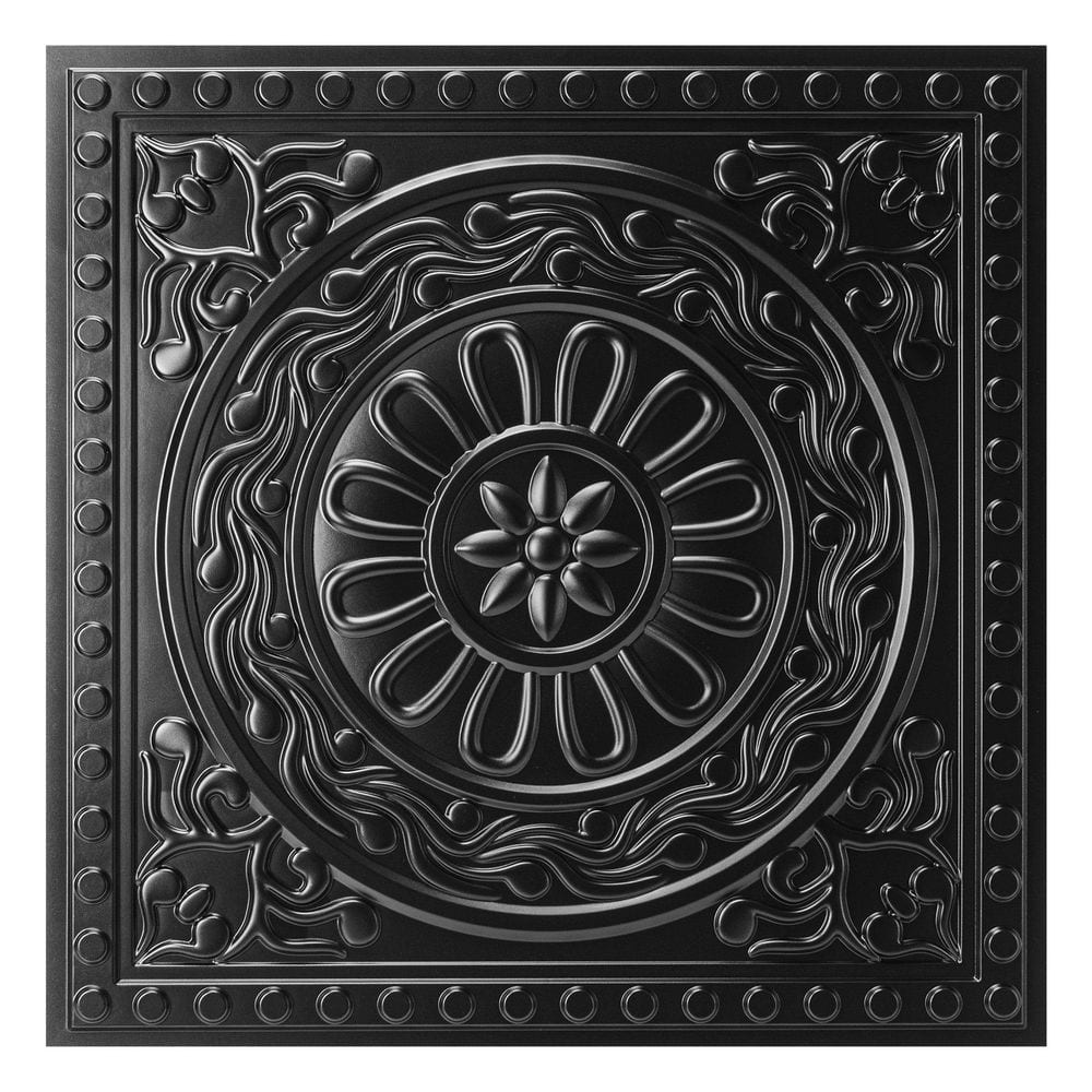 Baroque Floral Medallion Design Black 2 x 2 ft. Decorative PVC Lay-In/Drop In Ceiling Tile (48 sq.ft./case) price history on PriceWatchPro
