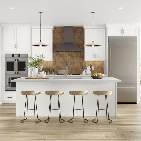 Shaker Full Overlay 21 in. W x 12 in. D x 42 in. H Plywood Assembled Wall Kitchen Cabinet in Linen White