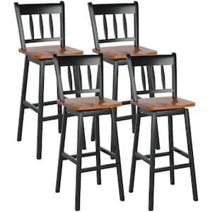 44.5 in. Black Low Back Wood 30.5 in. Pub Height Dining Swivel Bar Stools (Set of 4)