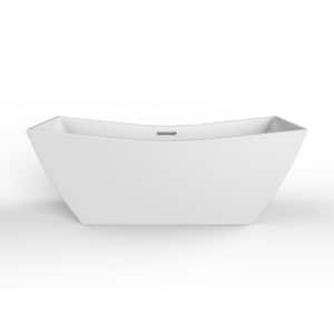 Tanya 71 in. Acrylic Flatbottom Non-Whirlpool Bathtub in White with Integral Drain in White
