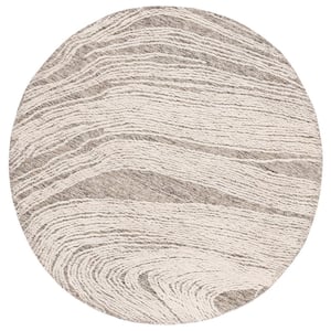 Abstract Charcoal/Ivory 6 ft. x 6 ft. Classic Marble Round Area Rug
