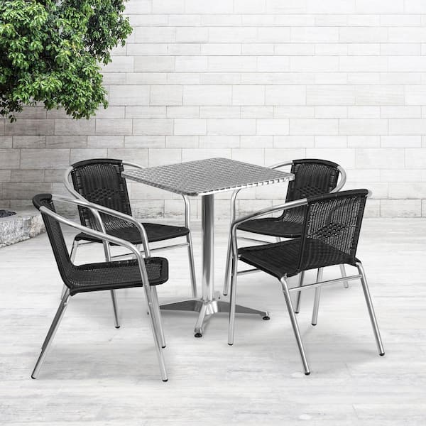 Carnegy Avenue Gray 5-Piece Metal Square Outdoor Bistro Set