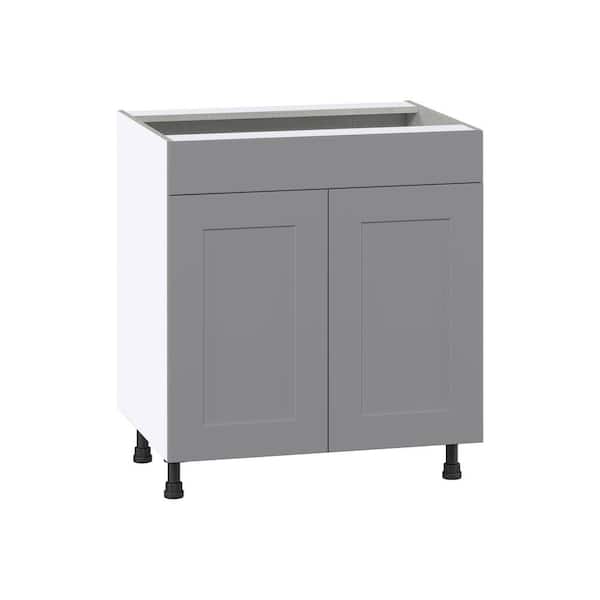 J COLLECTION Roseland 30 in. W x 24 in. D x 34.5 in. H Assembled Shaker Sink Base Kitchen Cabinet in Slate Gray with Falsefront