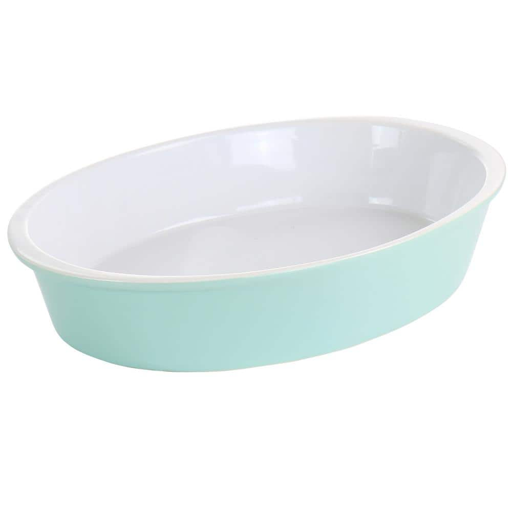 MARTHA STEWART 13 in. x 9.5 in. Stoneware Oval Baker in Mint