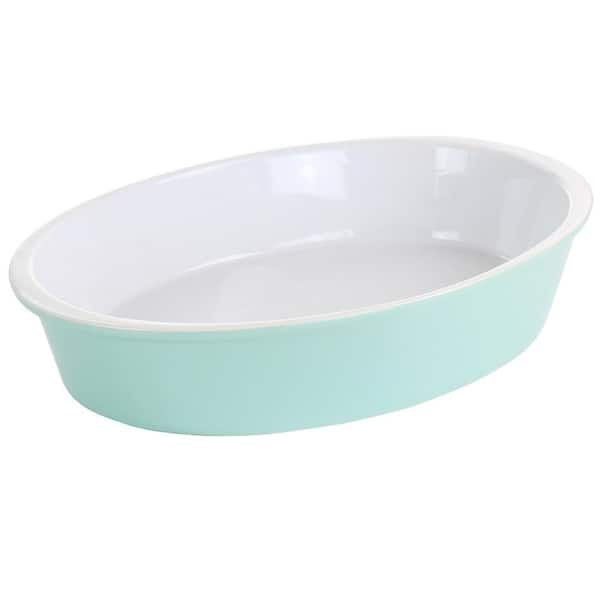 MARTHA STEWART 13 in. x 9.5 in. Stoneware Oval Baker in Mint