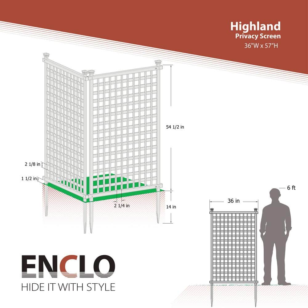 Highland Lattice White Plastic Outdoor Privacy Screen, 2 Panels