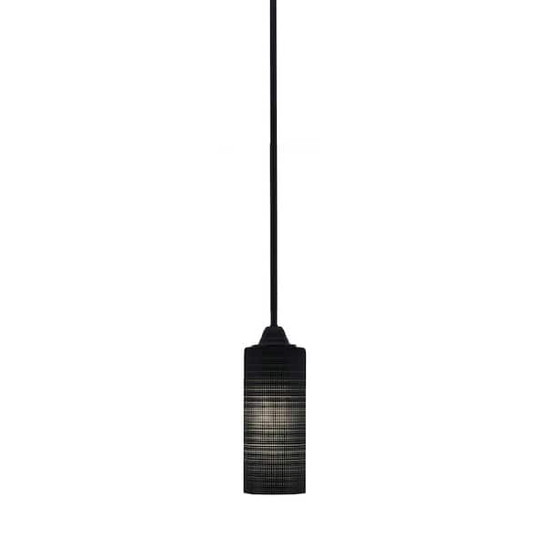 Unbranded Madison 100-Watt 1-Light Matte Black Shaded Pendant Light with 4 in. Black Matrix Shade, No Bulb Included