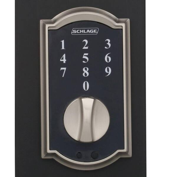 Schlage Camelot Aged Bronze Touch Electronic Keypad Deadbolt and Front Entry  Door Handle with Accent Door Handle BE375 CAM 716 FE285 G CAM 716 ACC CAM  The Home Depot