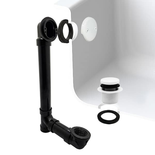 1-1/2 in. Tip Toe Schedule 40 ABS Bath Waste with 2-Hole Elbow in Powder Coat White