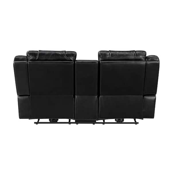 Lazzara Durant 78 in. W Black Faux Leather Power Double Reclining