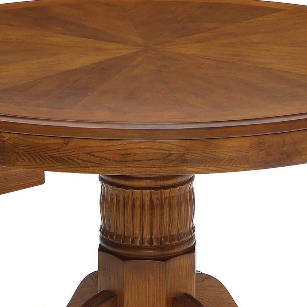 47 Inch Round Oak Brown Poker and Dining Table