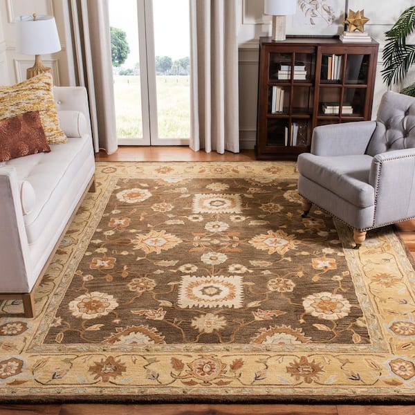Anatolia Brown/Taupe 8 ft. x 10 ft. Border Area Rug