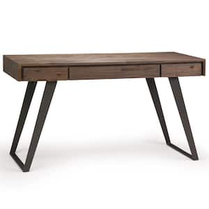 Lowry Solid Acacia Wood Modern Industrial 54 in. Wide Desk in Rustic Natural Aged Brown