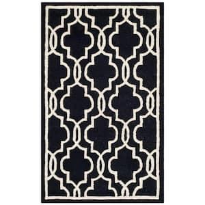 Cambridge Black/Ivory Doormat 2 ft. x 3 ft. Geometric Interlace Area Rug