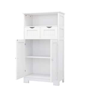 23.62 in. W x 11.42 in. D x 42.72 in. H White Linen Cabinet with 2-Drawers and 2-Doors