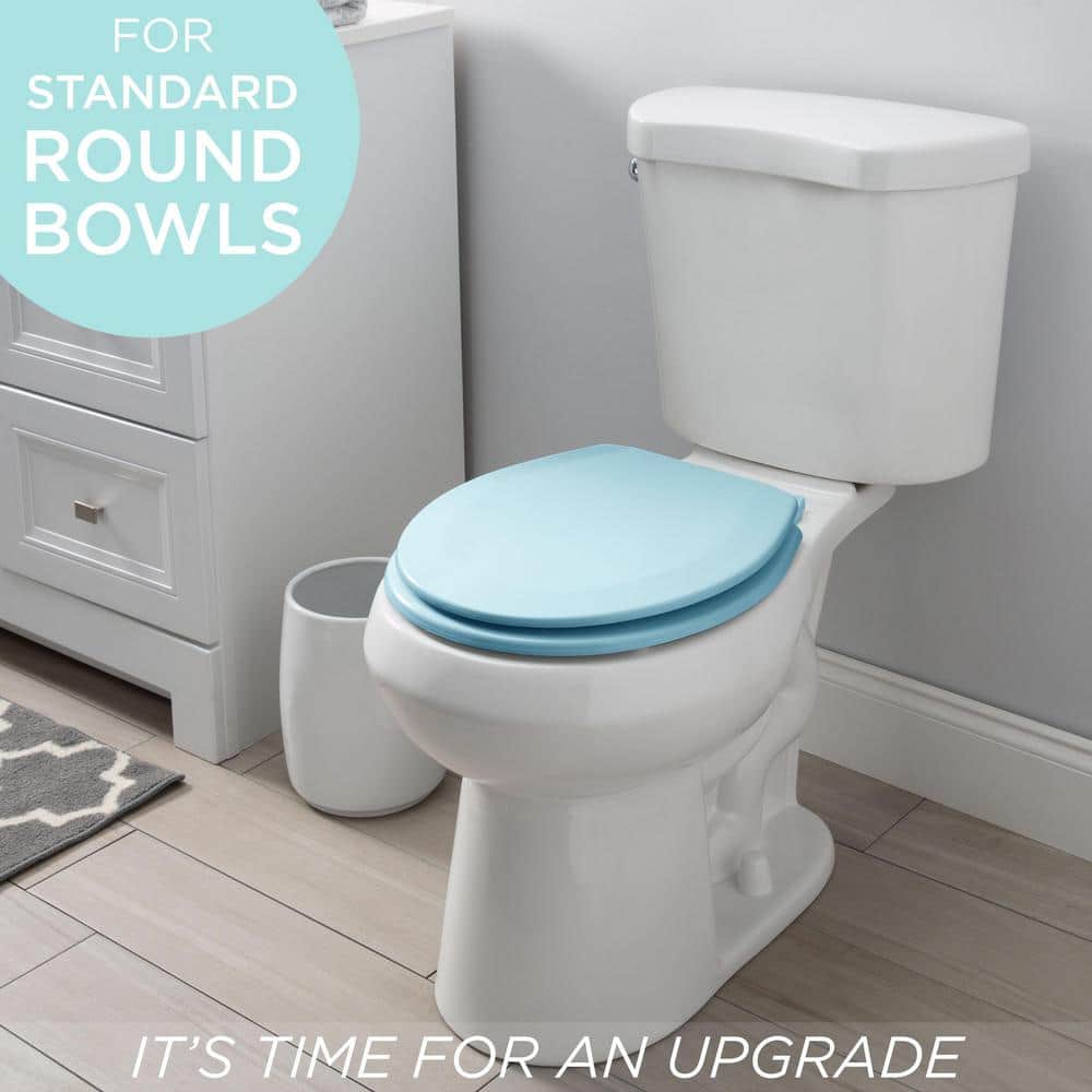 17" Blue MDF Wood Beveled Toilet Seat