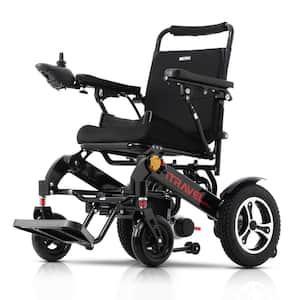 Intelligent Lightweight Foldable Electric Wheelchairs with Anti-tip Wheels and Electromagnetic Brake System in Black