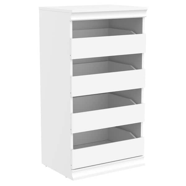21.39 in. W White Modular Storage Stackable Unit with 4-Drawers Wood Closet System