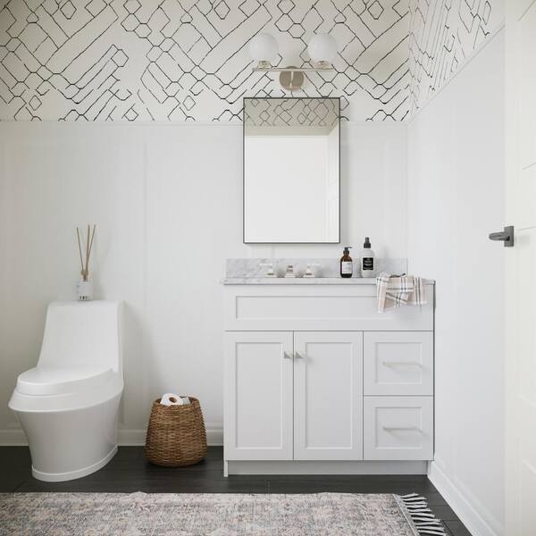 ARIEL Hamlet 37 In. W X 22 In. D X 36 In. H Bath Vanity In White With ...