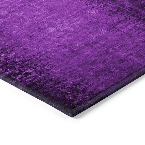 Purple 8 ft. Round Woven Abstract Round Indoor/Outdoor Area Rug