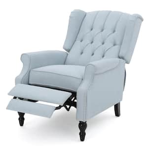 Walter 28 in. Width Big and Tall Light Sky Polyester Tufted Wing Chair Recliner
