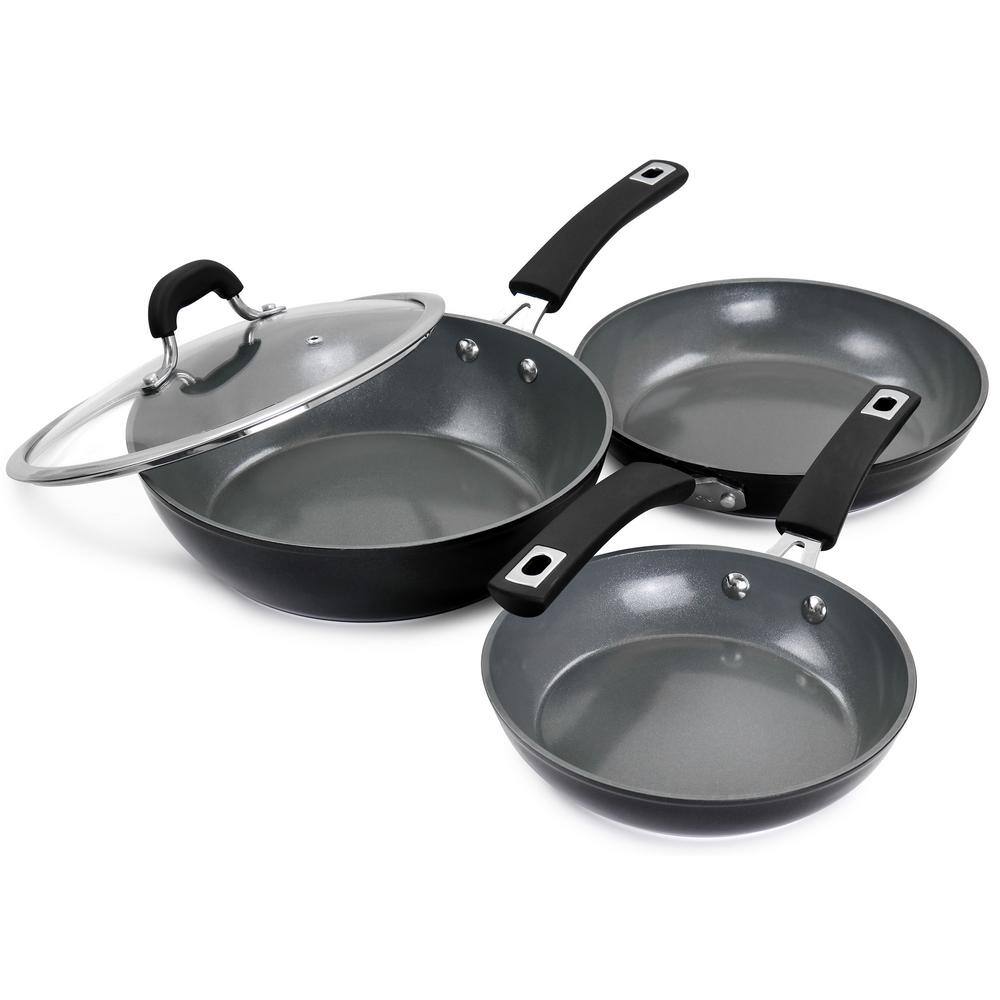 Kenmore 12-Piece Black Aluminum Nonstick Cookware Set
