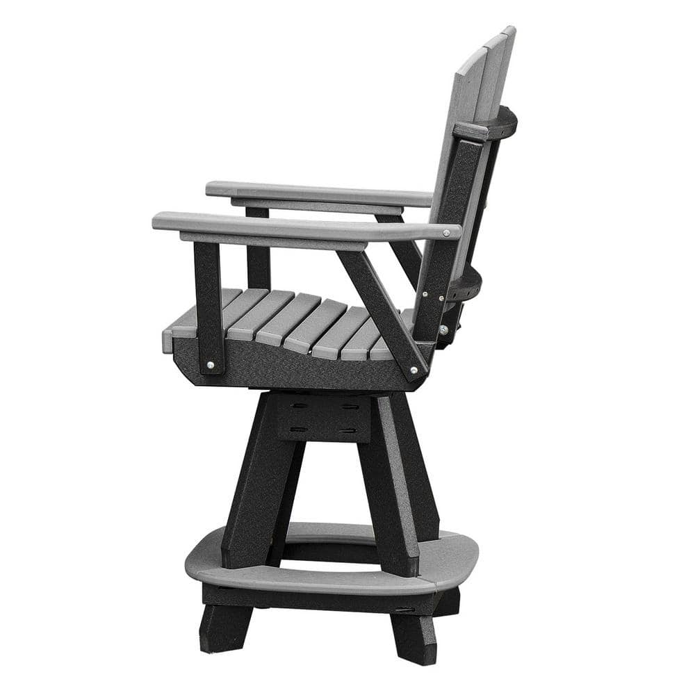 Adirondack Black Swivel Counter Height Plastic Outdoor Dining Chair in Ligh