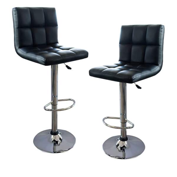 Adjustable Height Black Swivel Cushioned Bar Stool