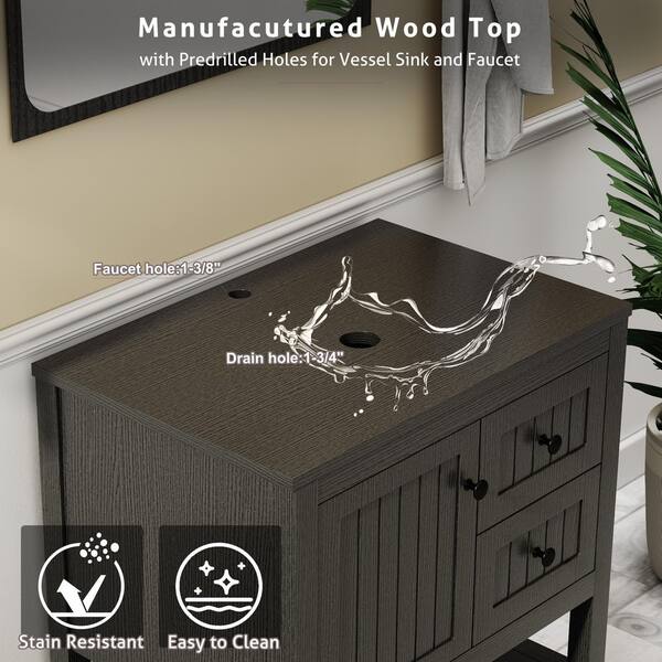 eclife 30 in. W x 20 in. D x 32 in. H Single Sink Freestanding