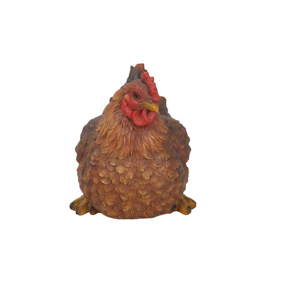 Life-Like Brown Polyresin Squatting Hen Garden Statue