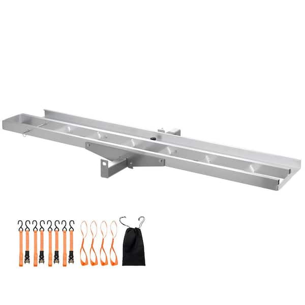 Motorcycle Carrier 400 lbs. Capacity Heavy Duty Aluminum Hitch Mount Rack with 73in. Loading Ramp, Straps and Stabilizer