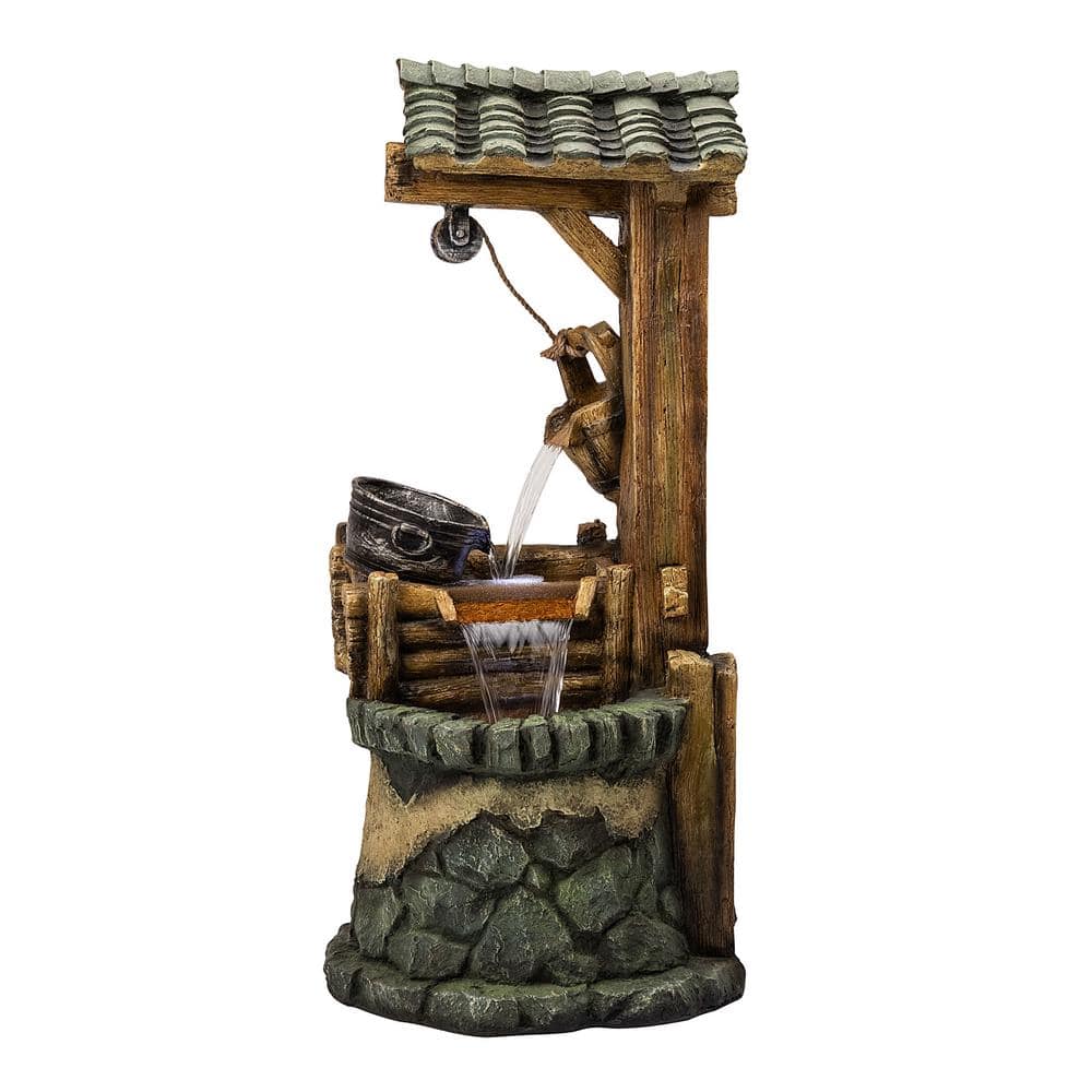 Alpine Corporation 50 in. Tall Outdoor Water Well Fountain with Tiering ...