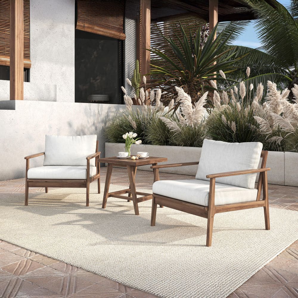 New Classic Furniture Ashton 3-Piece Wood Patio Conversation Set with Natural Cushion price history on PriceWatchPro