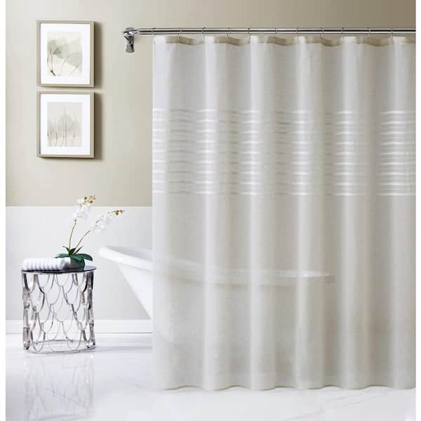 Daniella 72 in. W x 70 in. L Linen Look Polyester Shower Curtain in Linen