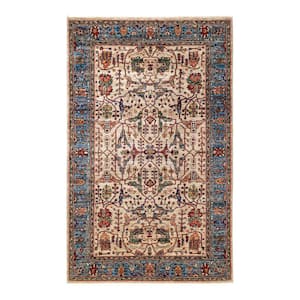 Serapi One-of-a-Kind Traditional Ivory 5 ft. x 8 ft. Hand Knotted Tribal Area Rug