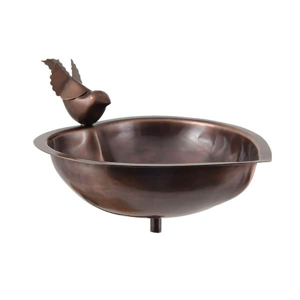 ACHLA DESIGNS 9 in. Dia, Antique Copper Heart Shaped Birdbath Bowl