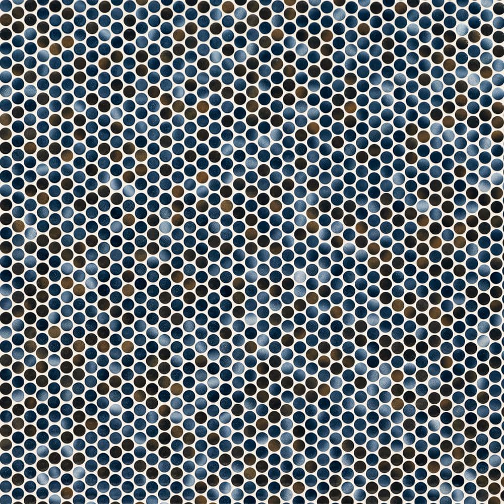 Azul Glossy Penny Round Porcelain Mosaic Tile 12" x 13"