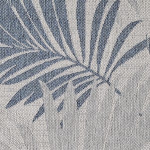 Isla Blue 8 ft. Round Tropical Floral Indoor/Outdoor Area Rug