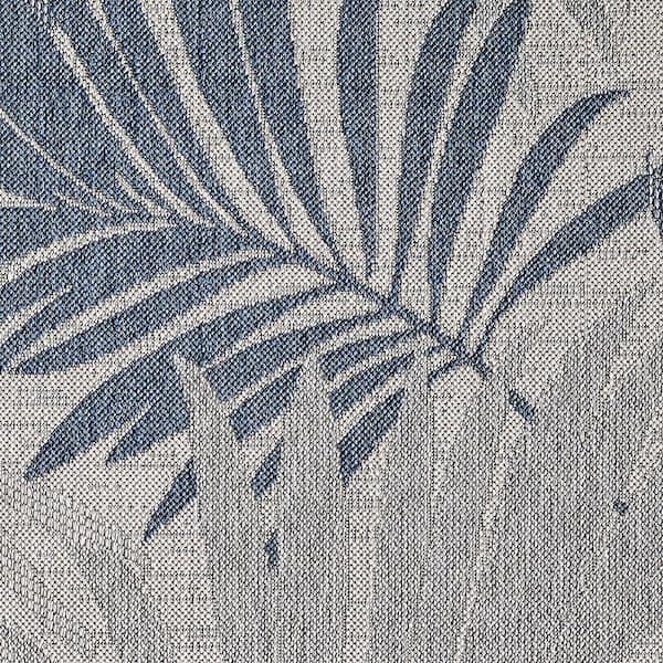 Isla Blue 8 ft. Round Tropical Floral Indoor/Outdoor Area Rug