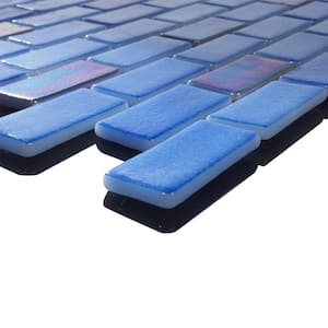 Glass Tile Love Whole Lotta Love 22.5 in. x 13.25 in. Blue Mix Subway Glossy Glass Mosaic Tile (9.68 sq. ft./case)