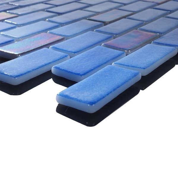 Glass Tile Love Whole Lotta Subway Blue Mix 22.5 in. x 13.25 in. Glossy Glass Pattern Wall Pool Tile (9.68 sq. ft./Case)
