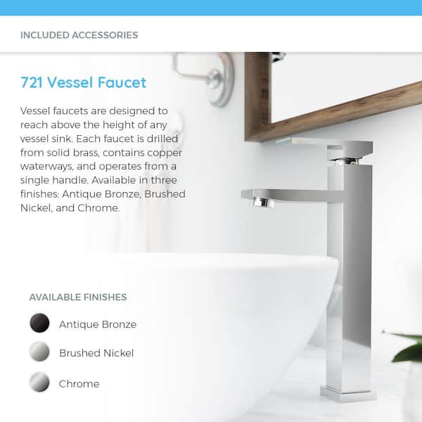 Bundle - 3 Items: Sink, Faucet, and Pop Up Drain MR Direct V110-Bisque Porcelain Vessel Sink Chrome Ensemble with 721 Vessel Faucet 